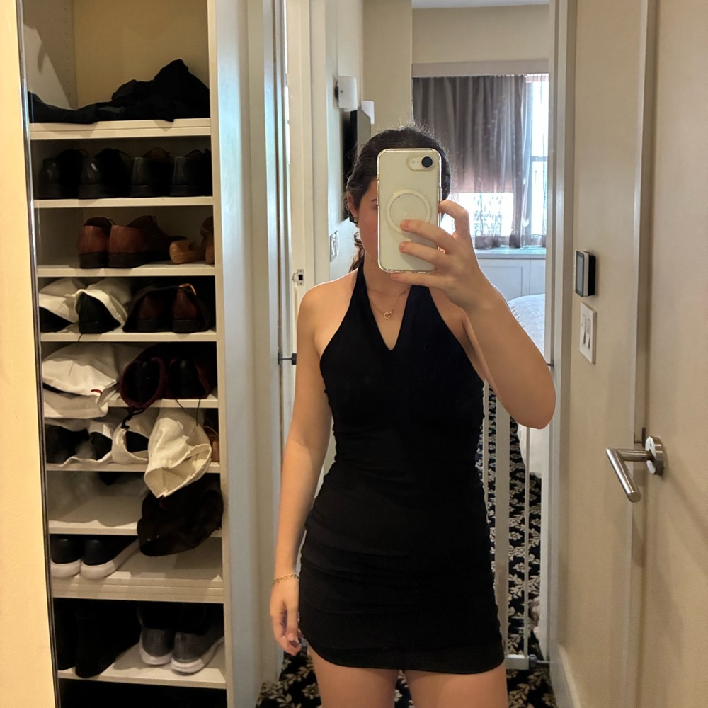 Elegant Black Halter Dress